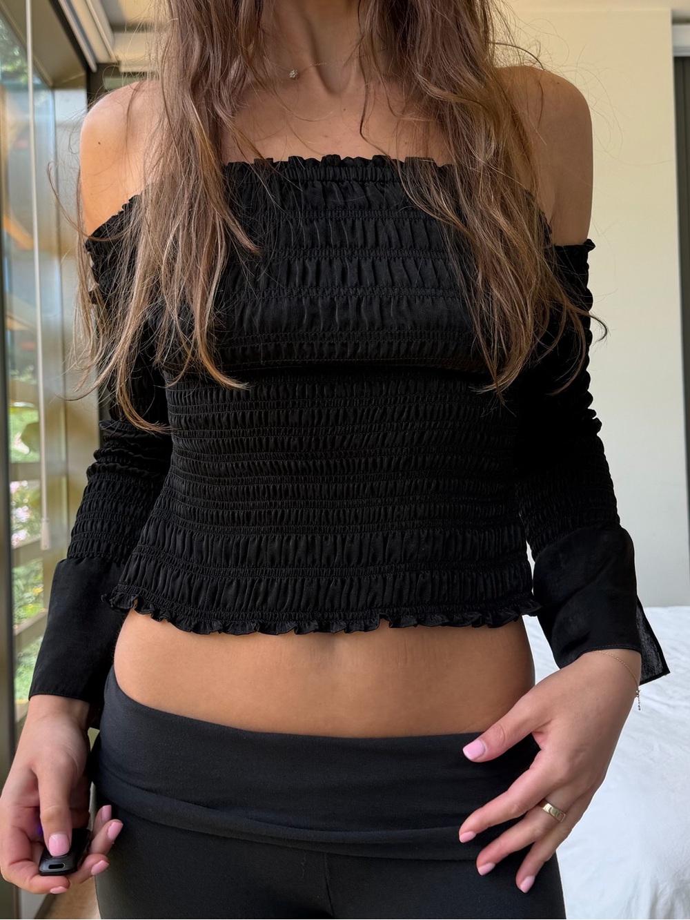 Frame Black Off Shoulder Top